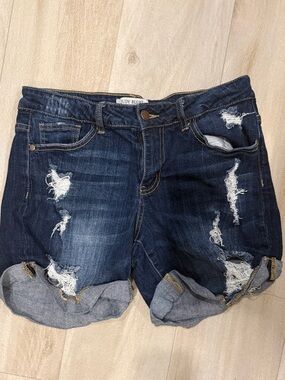 Judy Blue Dark Wash Ripped Cuffed Denim Shorts